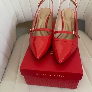 Kelly & Katie Glossy Red Slingback Heels